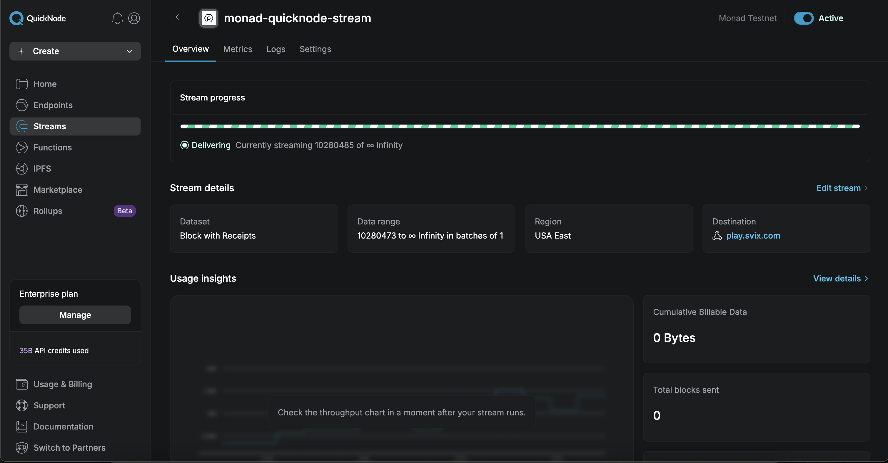 stream delivering image