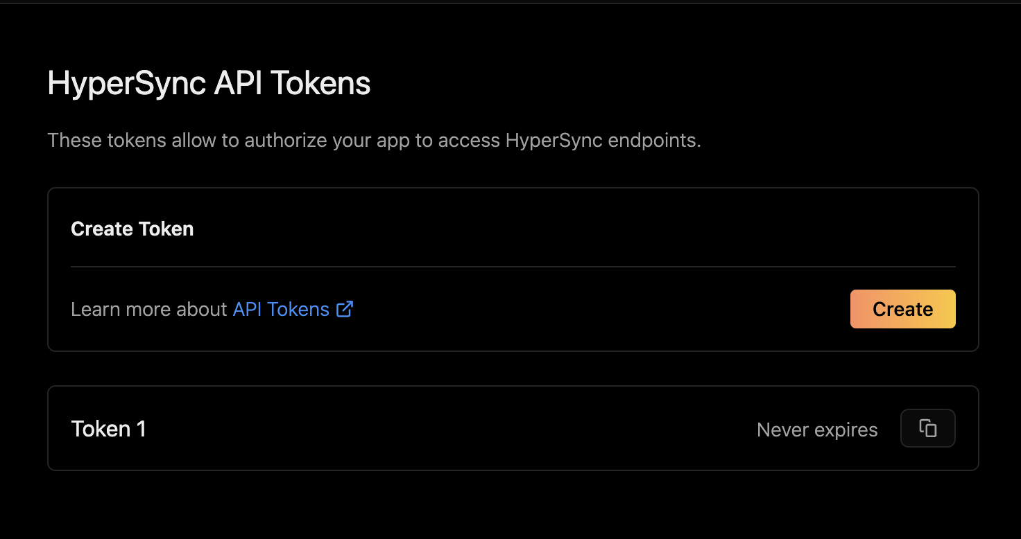new API token view